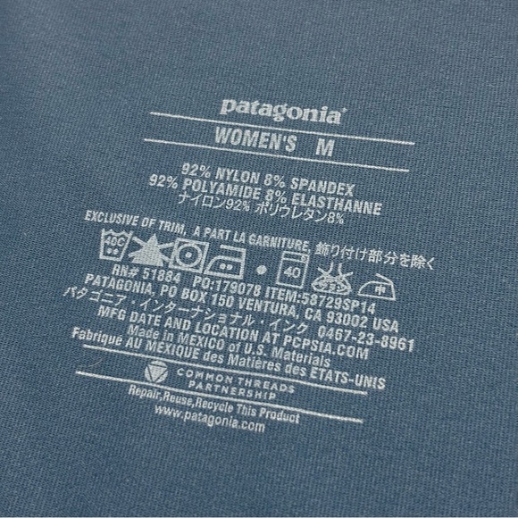 Patagonia Bandha Dress Womens Medium Blue Front Twist Fit & Flare Jersey Stretch - Picture 6 of 11